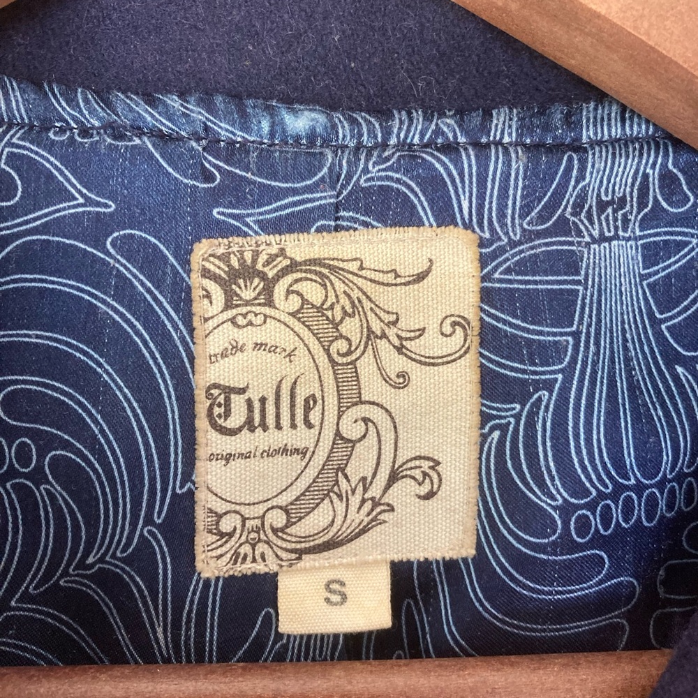 Tulle Deep Blue Women's Pea Coat - Picture 2 of 3